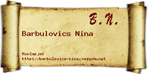 Barbulovics Nina névjegykártya